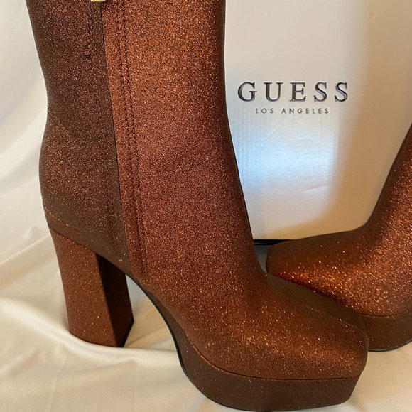 GUESS Byra Platform Booties- Bronze Size 9M - Picture 3 of 7